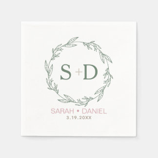 Modern Sage Wreath Wedding Napkin