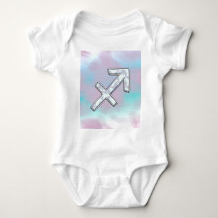 Modern Sagittarius Zodiac on Mother of Pearl Style Baby Bodysuit