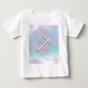 Modern Sagittarius Zodiac on Mother of Pearl Style Baby T-Shirt