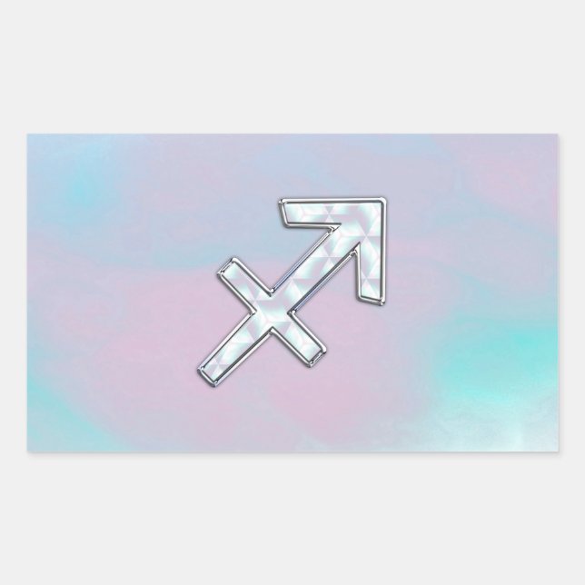 Modern Sagittarius Zodiac on Mother of Pearl Style Rectangular Sticker (Front)