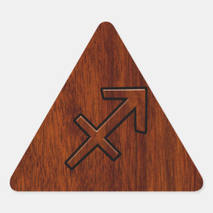 Modern Sagittarius Zodiac Sign in Mahogany Style Triangle Sticker