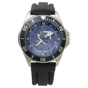 Modern Sagittarius Zodiac Sign Navy Camo Dial Watch