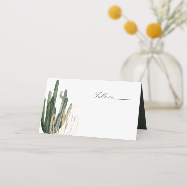 Modern Saguaro Cactus Wedding Place Cards (Front)