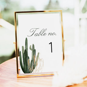 Modern Saguaro Cactus Wedding Table Number