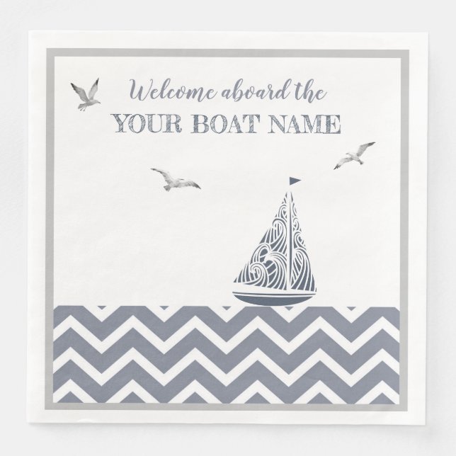  Modern Sailboat Grey Colour Scheme  Napkin (Front)