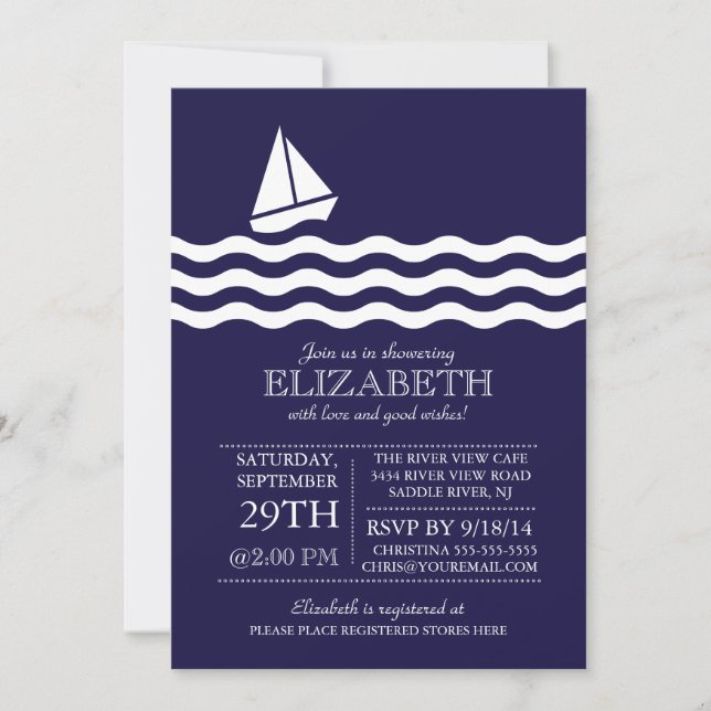 Modern Sailboat Nautical Baby Shower Invitation (Front)