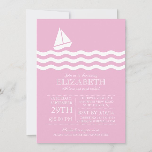 Modern Sailboat Nautical Baby Shower Invitation (Front)