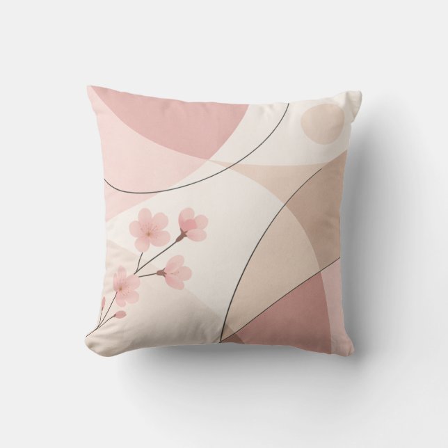 Modern Sakura Minimalist Geometric Pillow (Front)