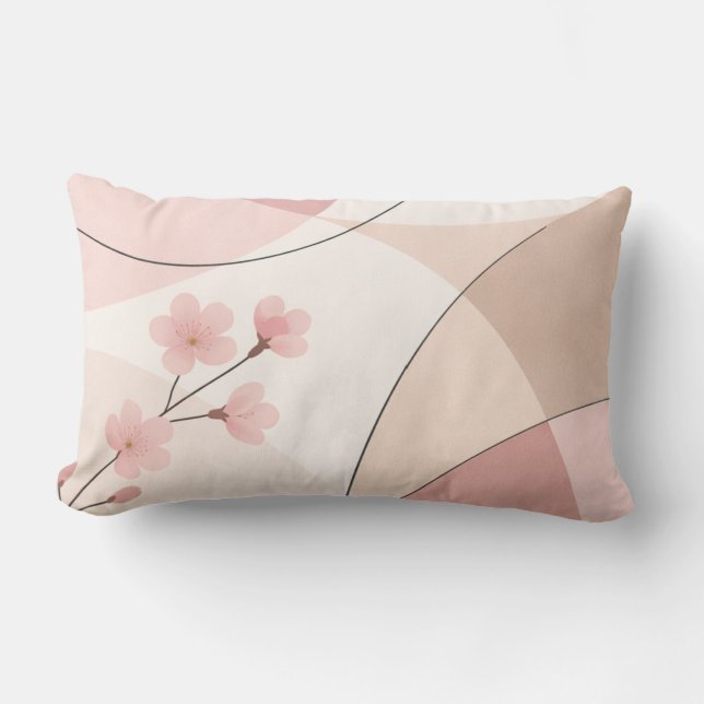 Modern Sakura Minimalist Geometric Pillow (Front)