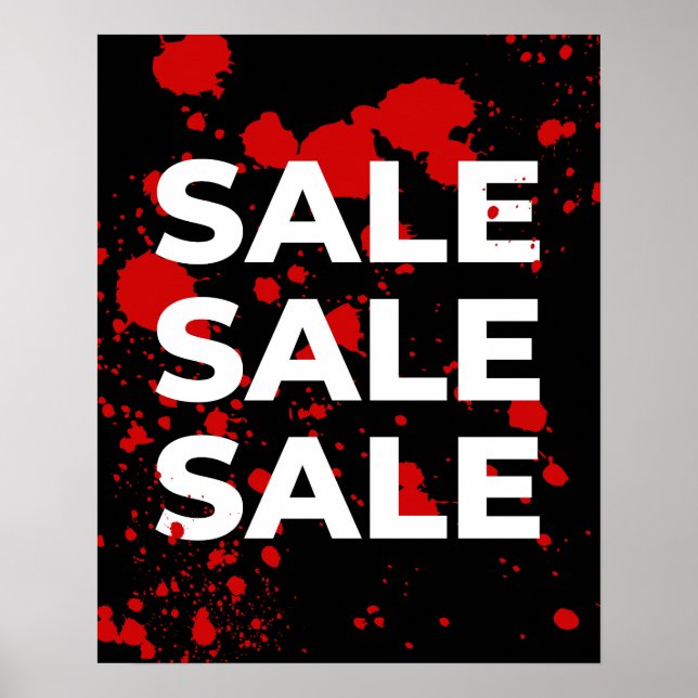 Modern Sale Sign, Black and Red Boutique Sale Poster (Front)