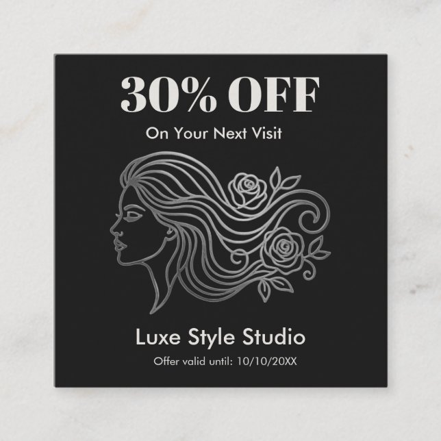 Modern Salon Appointment Discount Coupon Card (Front)
