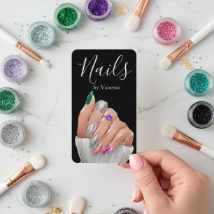 Modern Salon Branding Nail Artist QR Code Chic Business Card
