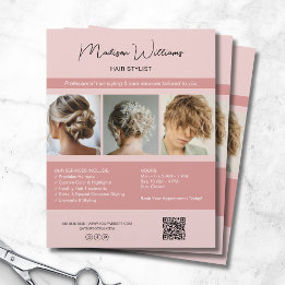 Modern Salon Hair Stylist Services QR Pink Flyer