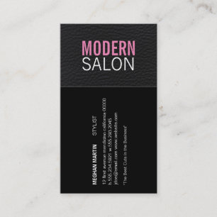 Modern Salon Leather Stylist Business Card