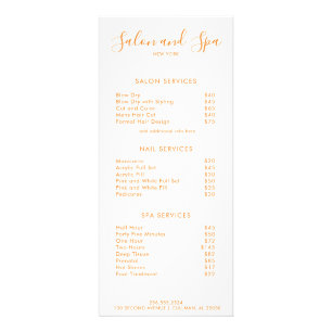 Modern Salon Price Menu