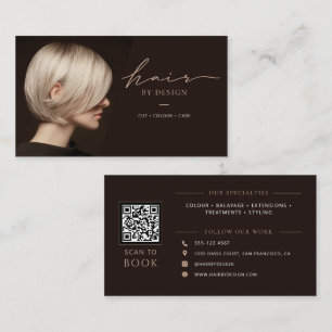 Modern Salon QR Code Hair Stylist Business Card