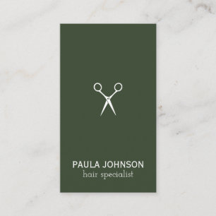 Modern Salon Shears Hair Specialist (dark green) Business Card