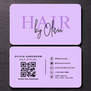 Modern Salon Typography QR Code Business Card