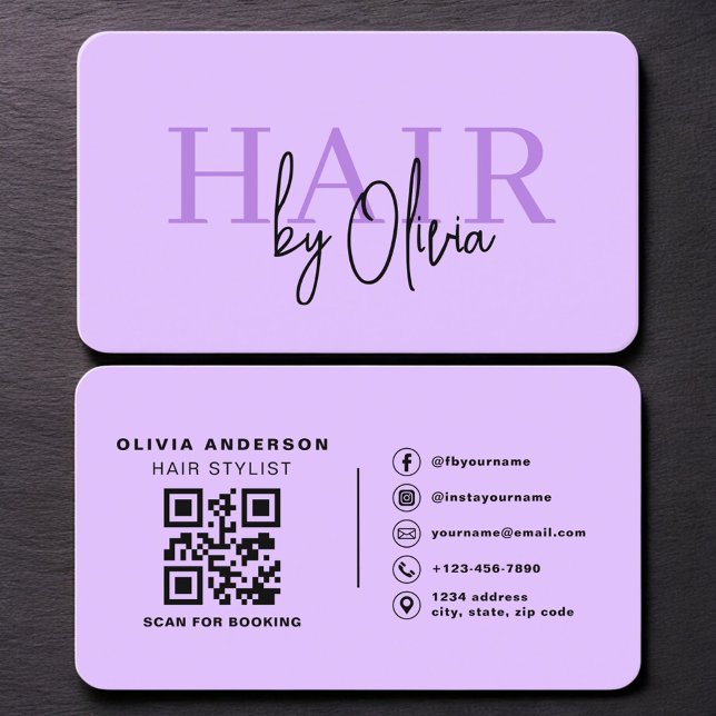 Modern Salon Typography QR Code Business Card (Creator Uploaded)