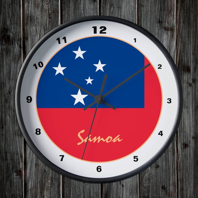 Modern Samoan Flag, Samoa trendy Home / design Round Clock (Creator Uploaded)