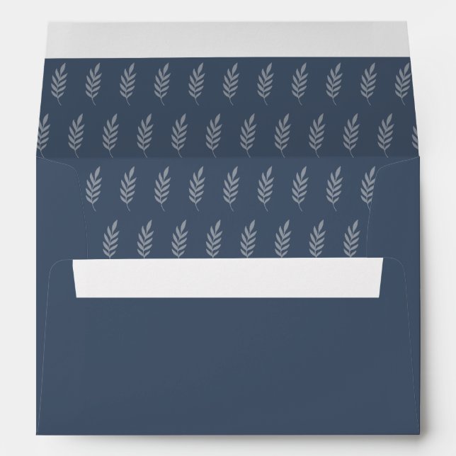 Modern Sample Leaves Distressed Frame Wedding Envelope (Back (Bottom))