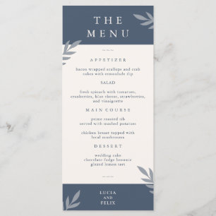 Modern Sample Leaves Distressed Wedding Dinner Menu