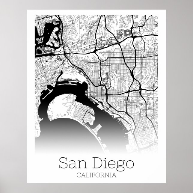 Modern San Diego City Map Poster (Front)
