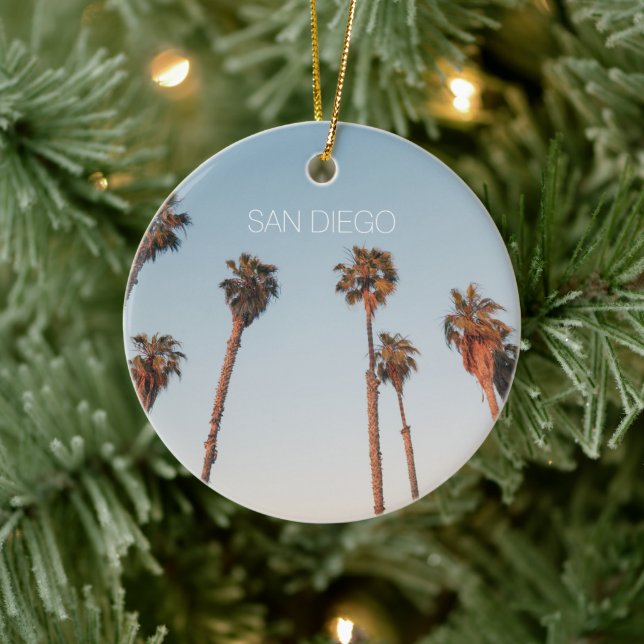 Modern San Diego Tall Palm Trees Custom Souvenir Ceramic Tree Decoration (Tree)