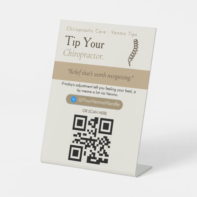 Modern Sand Tip Your staff qr code venmo pays Pedestal Sign (Front)