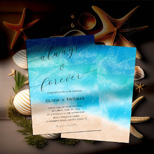 Modern Sand Waves Beach Always Forever Wedding Invitation