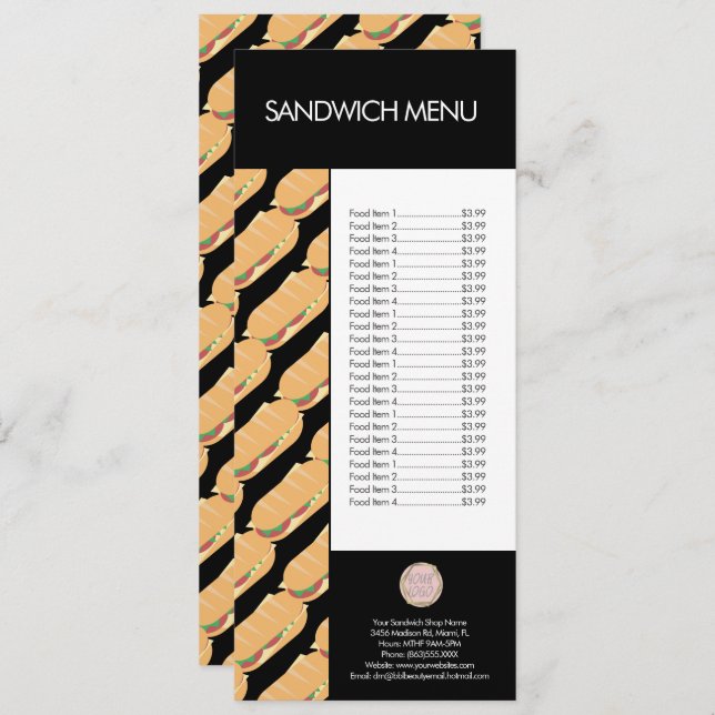 Modern Sandwich Shop Deli Logo Menu (Front/Back)