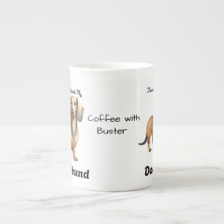 Modern Sandy Brown DACHSHUND Personalize Bone China Mug