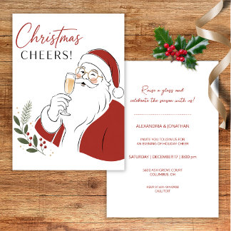 Modern Santa Christmas Cheers Party Invitation
