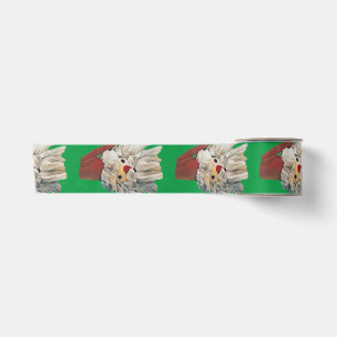 Modern Santa Claus Green Christmas Satin Ribbon