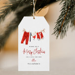 Modern Santa Claus Merry Christmas<br><div class="desc">Funny modern Christmas Tags. Design features santa claus's clothes on a washing line!</div>