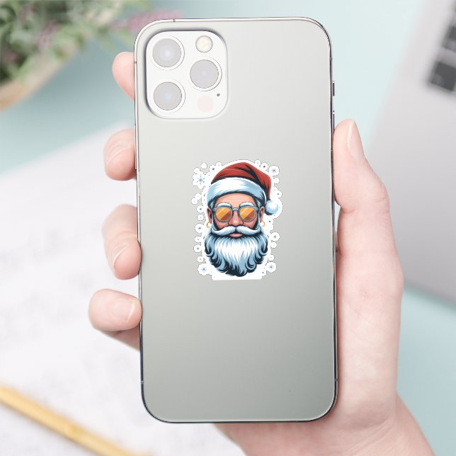 Modern Santa Claus Vector Art with Sunglasses , (Phone)