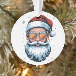 Modern Santa Claus Vector Art with Sunglasses  Ornament