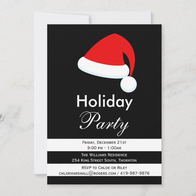 Modern Santa Holiday Party Invitation (Front)