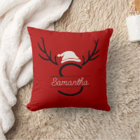 Modern Santa Monogram Antler Christmas Custom Name