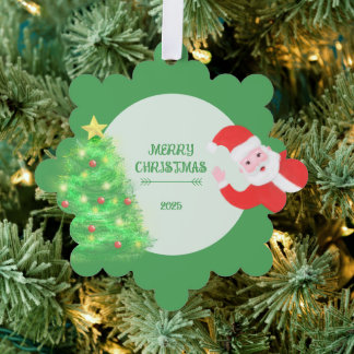 modern santa pine tree christmas green background decoration card