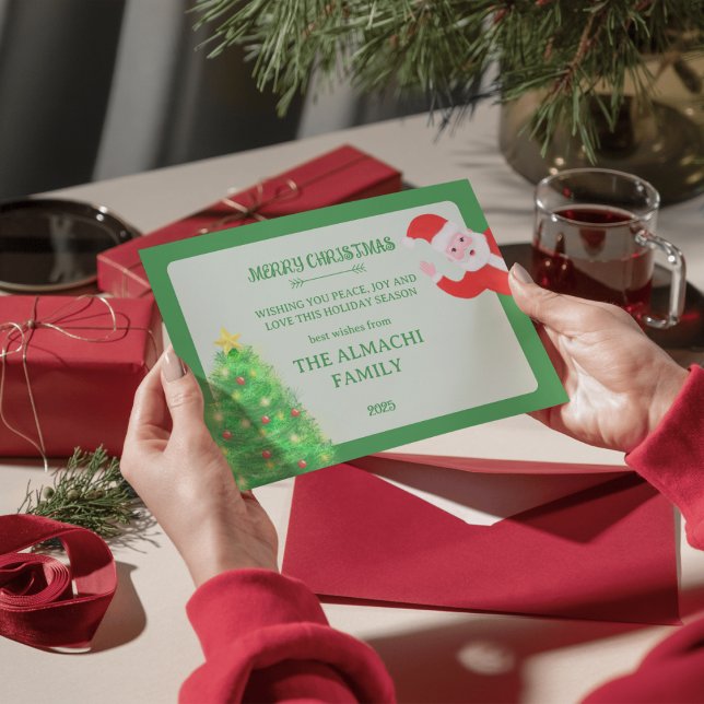 modern santa pine tree family christmas greeting holiday card (Creator Uploaded)