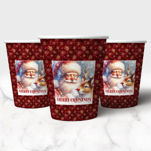 Modern Santa Rudolph Christmas Party Paper Cup