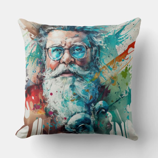Modern Santa Throw Pillow (Front)