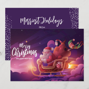 Modern Santa's Sleigh Christmas Holiday Card