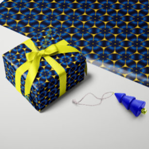 Modern Sapphire Collection Bright Indigo and Gold Wrapping Paper