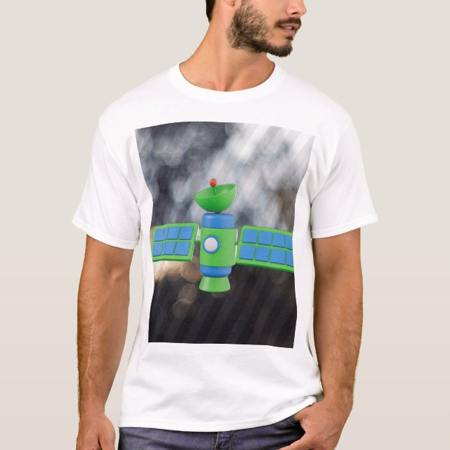 Modern Satellite Illustration Design. T-Shirt (Front)
