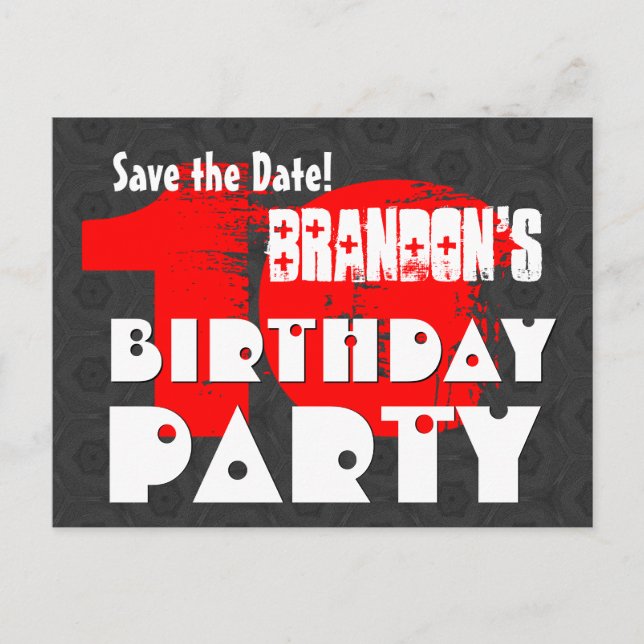 Modern Save the Date 10th Birthday Party W01F Announcement Postcard (Front)