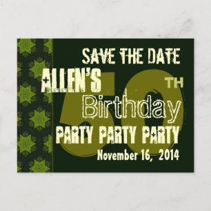 Modern Save the Date 50th Birthday Party R203AB Announcement Postcard
