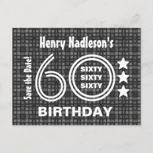 Modern Save the Date 60th Birthday Party A03A Announcement Postcard