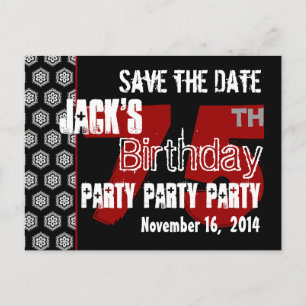 Modern Save the Date  75th Birthday Party R202 Announcement Postcard